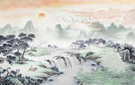 水墨山水背景墙