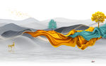 高档 唯美山水画 tif分层