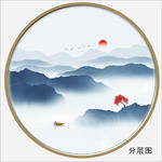 圆形水墨画