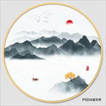 圆形山水画