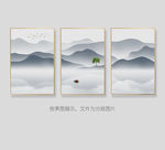 抽象水墨山水三联装饰画