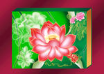 荷花绿叶-奢华包装盒 分层效果
