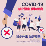 预防病毒 禁止聚会 保持距离