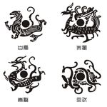 中国古典四神兽青龙白虎朱雀玄武