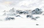 简约中式风山水画 tif分层