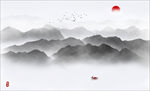 水墨山