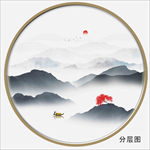 圆形水墨山水