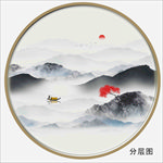 圆形水墨画