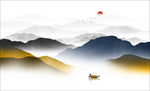水墨山背景墙 金色山水 金山