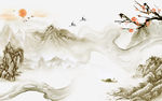 国画简约山水画 TIF分层