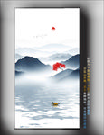 新中式玄关山水挂画 壁画壁纸