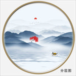 圆形水墨山水