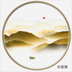 金山 金色山水 水墨画