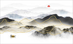 抽象金线山水 线条