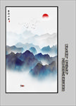 玄关水墨山水 山水装饰画 壁画