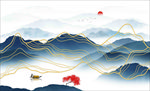 写意金线水墨背景 金线 线条