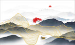 线条水墨山水 意境山水