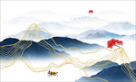 中式线条背景 山水新中式