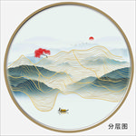 客厅金线山水 线条