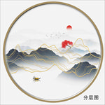 圆形线条山水 金线山