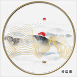 圆形线条山水 金线山