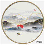 金线水墨画 山水画