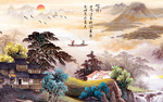 中国画背景墙