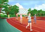 手绘学校跑道   画册封面下载