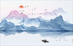 新中式山水画电视背景墙