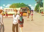 手绘广东财经大学校门美景素材