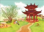 手绘城市素材湖北情人坡素材