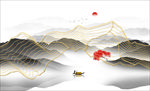 现代线条山水