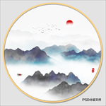 圆形山水画