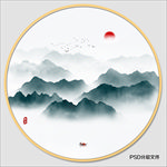 圆形水墨画