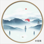 新中式圆形山水画