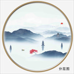 酒店客厅圆形山水挂画