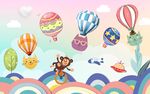 卡通儿童彩虹气球背景墙图片