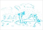 学生下雨打伞  白描画