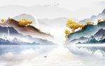 爆款山水画背景画 TIF分层