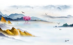 高档山水画背景画 TIF分层