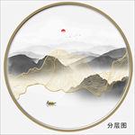 水墨线条山