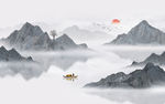 中式水墨山水画