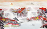 水墨山水背景墙