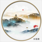 圆形水墨山水