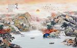 水墨山水画背景墙