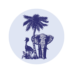 大象椰树鸵鸟插画