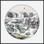 水墨圆形山水