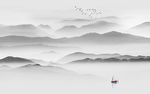 水墨山水背景墙 山水壁画