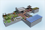 私家庭院 屋顶花园 水景 廊架