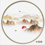 圆形大理石山水画
